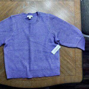 Liz Claiborne Women's Sweater Size PXXL Purple 3/4 Puff Sleeve Pullover NWT